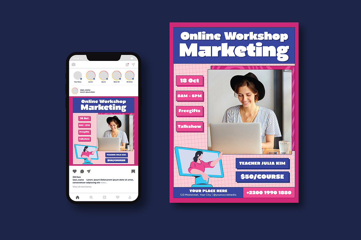 Marketing Workshop Flyer, a Flyer Template by iDoodle Studio
