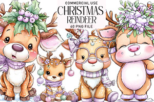 Funny Christmas Reindeer Clipart, an Illustration by Daily.Designs