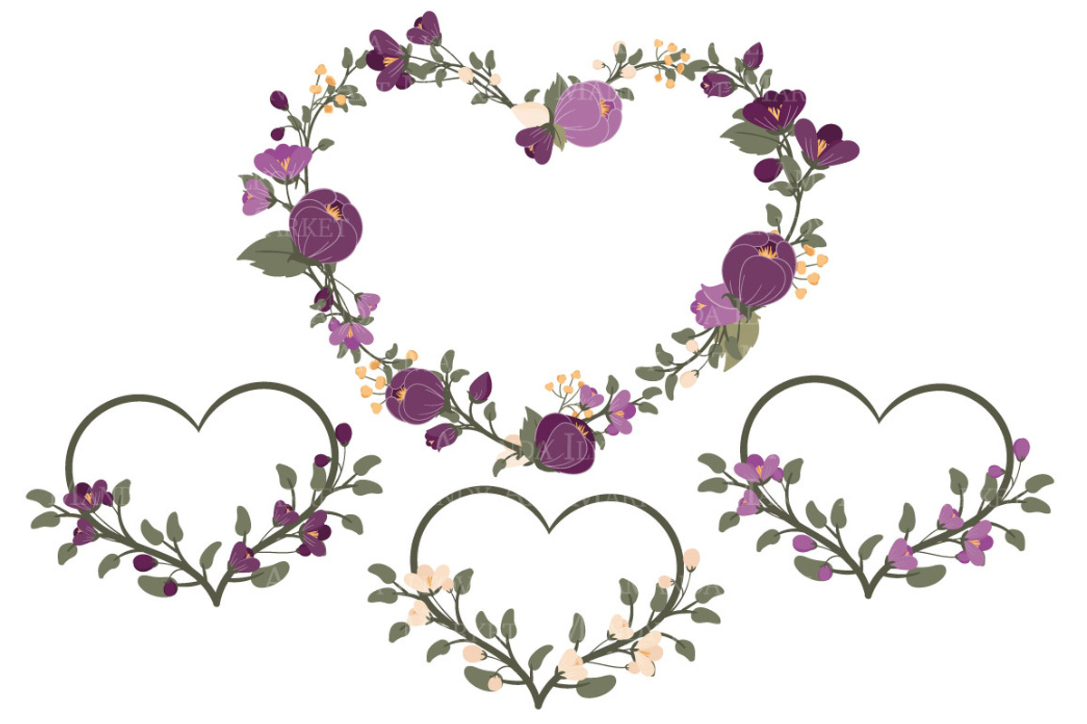 Plum Flower Heart Clipart & Vectors, an Illustration by Amanda Ilkov (Photo 3 of 5)