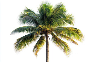 Lush Green Palm Tree Isolated on Whi, a Photo by Pixeness Studio