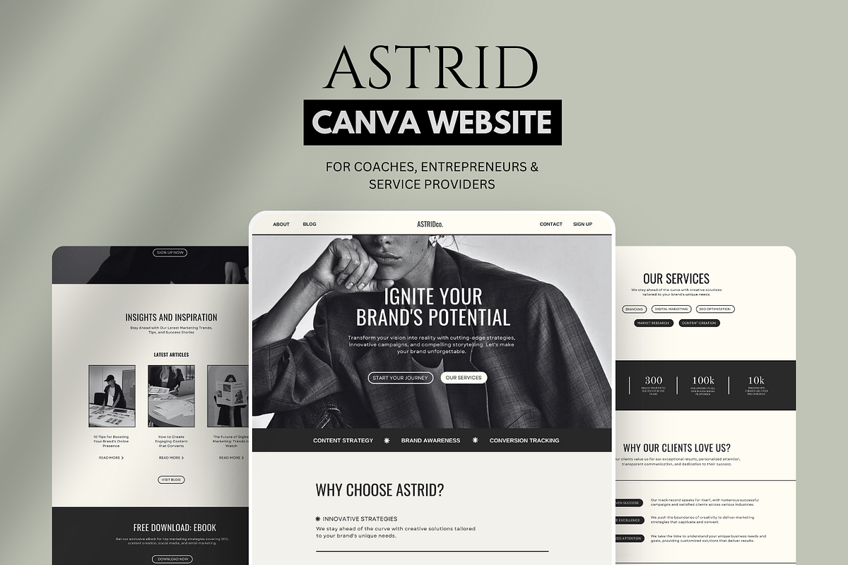 Canva Website Template for Coaches, a Landing Page Template by izeumi (Photo 1 of 3)