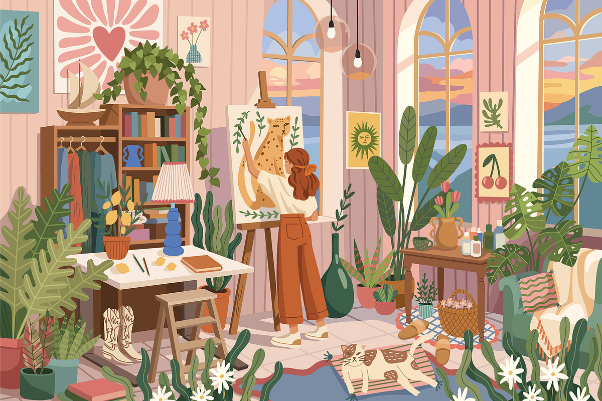 A cozy homely atmosphere, a Person Illustration by Chikovnaya (Photo 1 of 5)