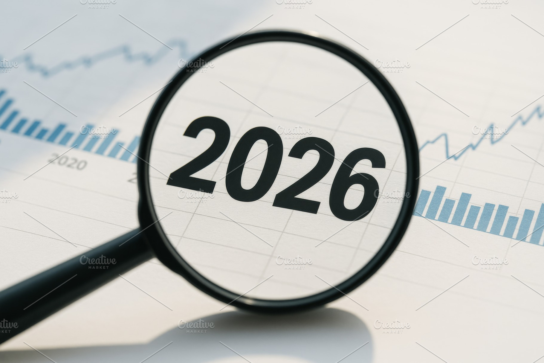 Magnifying glass over 2026 with grap, a Photo by Dvoevnore photos