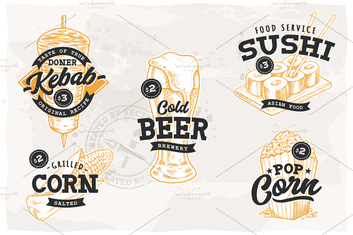 Street Food Retro Emblems, a Branding & Logo Template by Vecster (Photo 4 of 6)