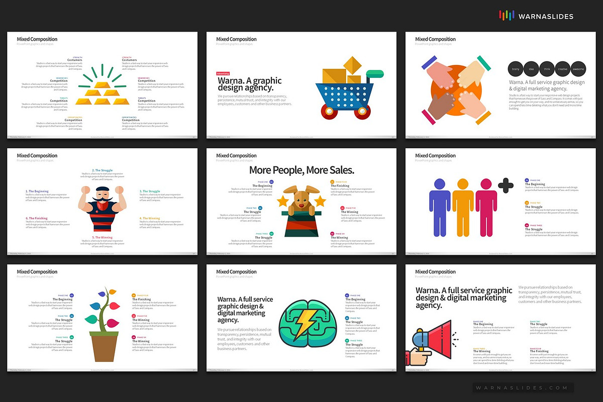 Mixed Graphics PowerPoint Templates, a Presentation Template by Warna Works (Photo 5 of 13)