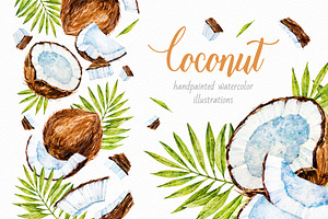 Coconut. Watercolor.