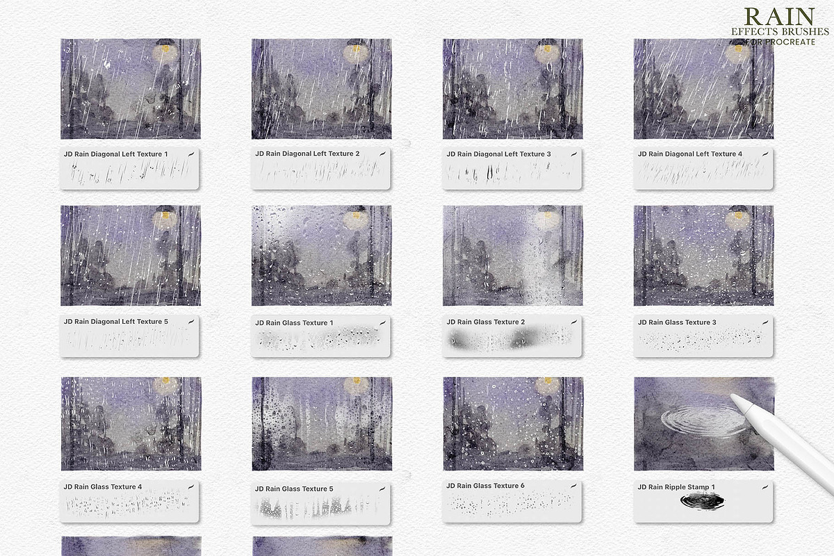 Rain Effects Brushes Procreate, a Brush Add-On by Julia Dreams (Photo 5 of 6)