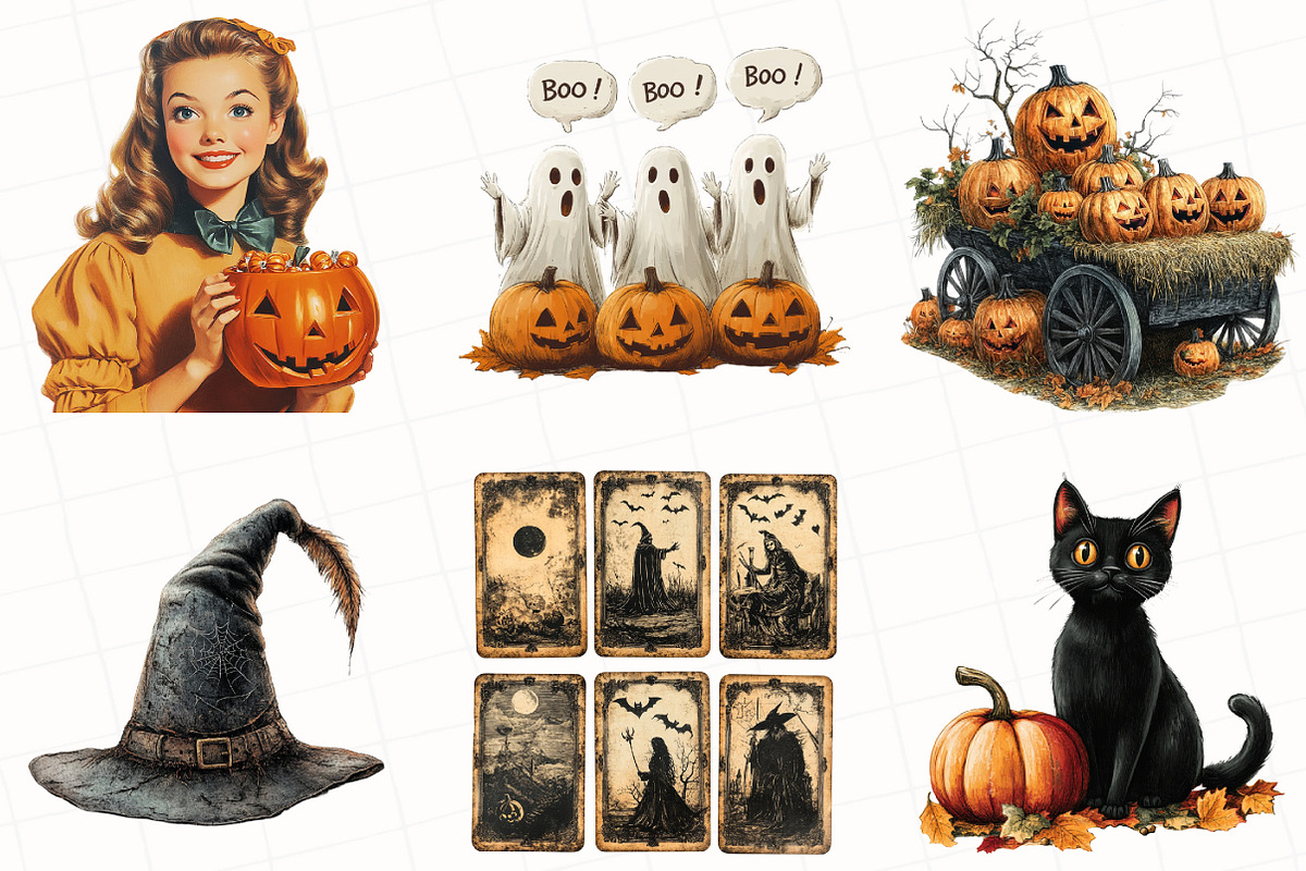 Watercolor Vintage Halloween Clipart, an Illustration by OK Design (Photo 4 of 5)