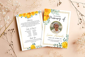 Yellow Rose Funeral Invitation, an Invitation Template by SmmrDesign