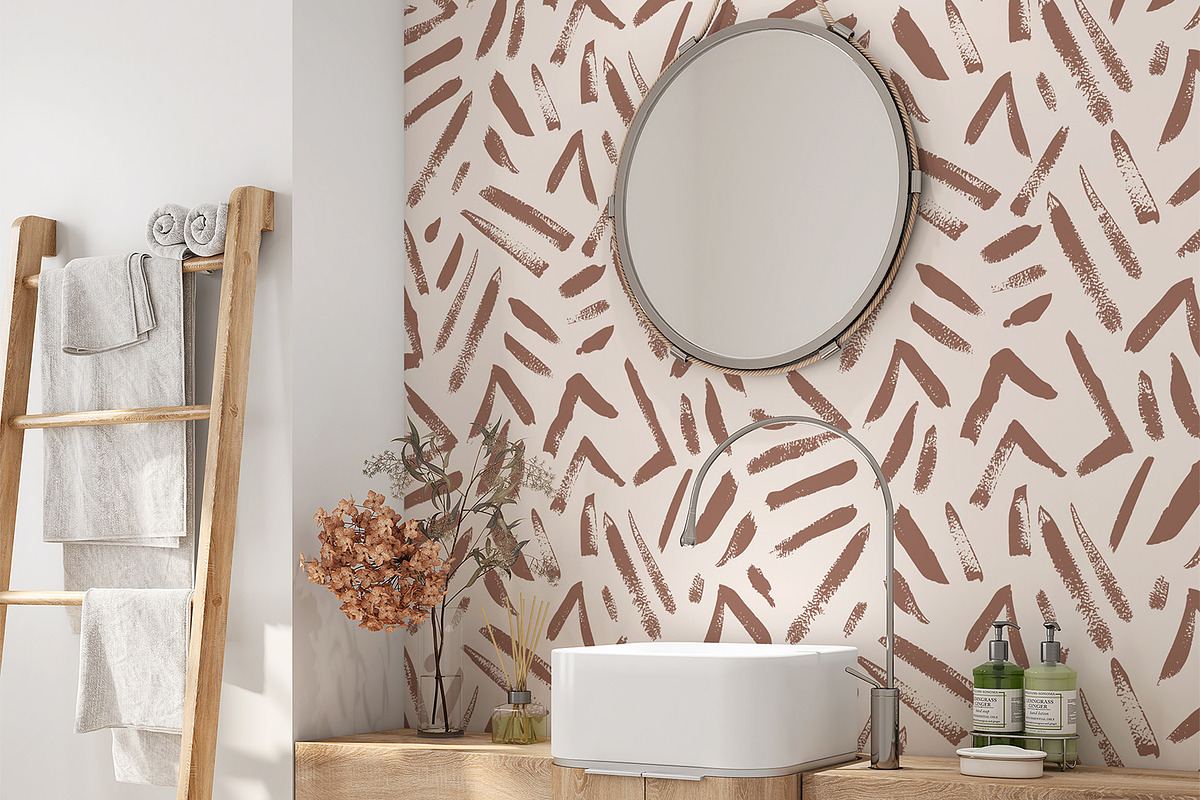 Mocha Mousse Hand Painted Tribal, a Wallpaper Graphic by MalyskaStudio (Photo 2 of 6)