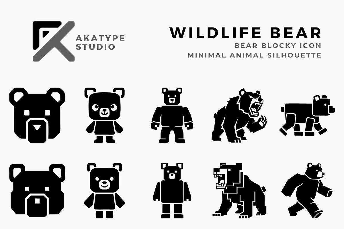 Wildlife Blocky Bear, a Solid Icon by Akatype Studio (Photo 1 of 3)