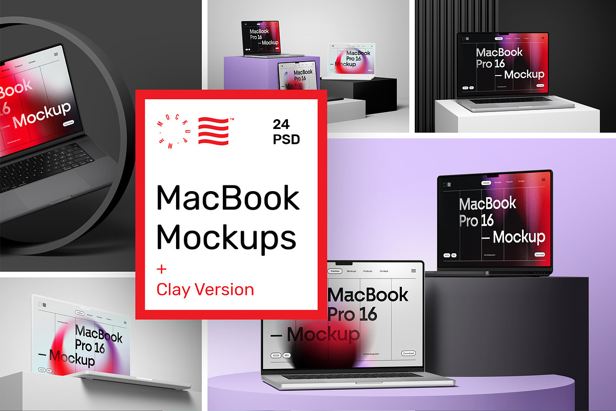 MacBook Pro 16 Mockups + Clay Style, a Mac Mockup by Mr.Mockup™ (Photo 1 of 15)