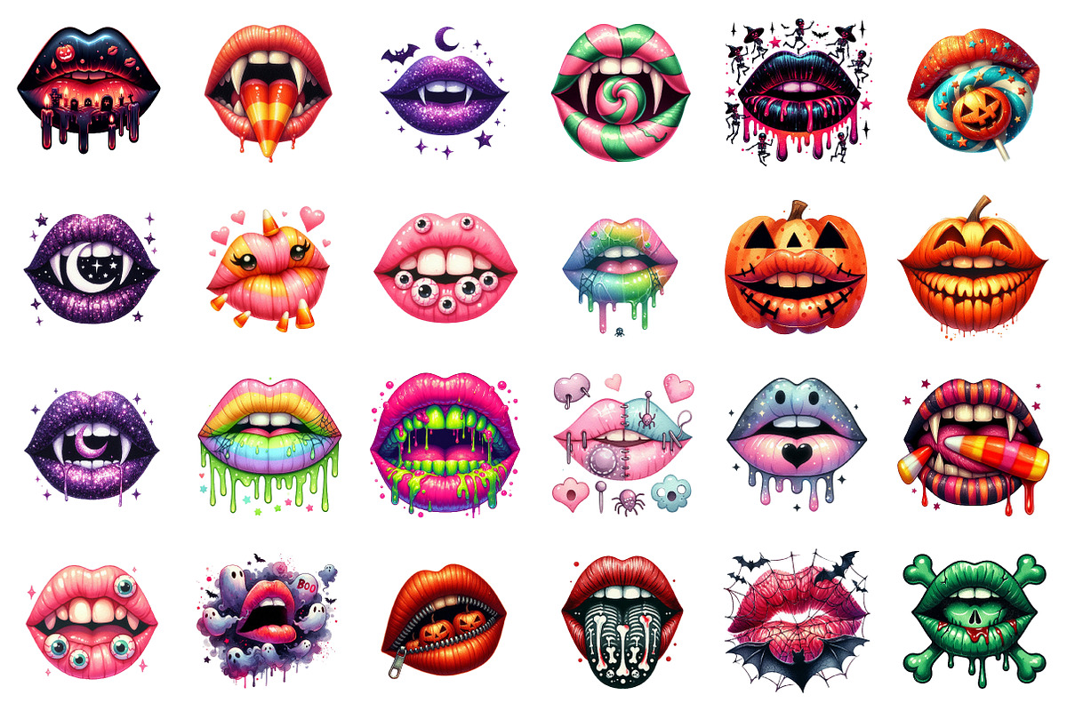 Spooky Halloween Lips PNG, an Illustration by SinaCreation (Photo 2 of 7)