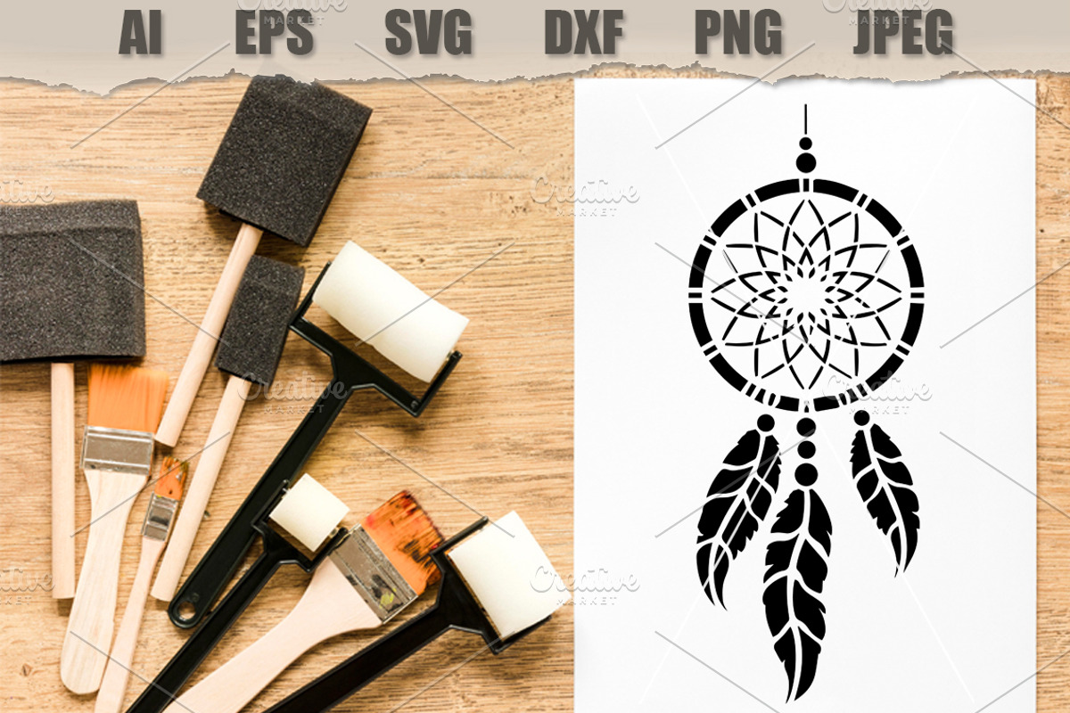Stencil Dreamcatcher, a Decorative Illustration by MARYCRAFTIRIA (Photo 2 of 3)