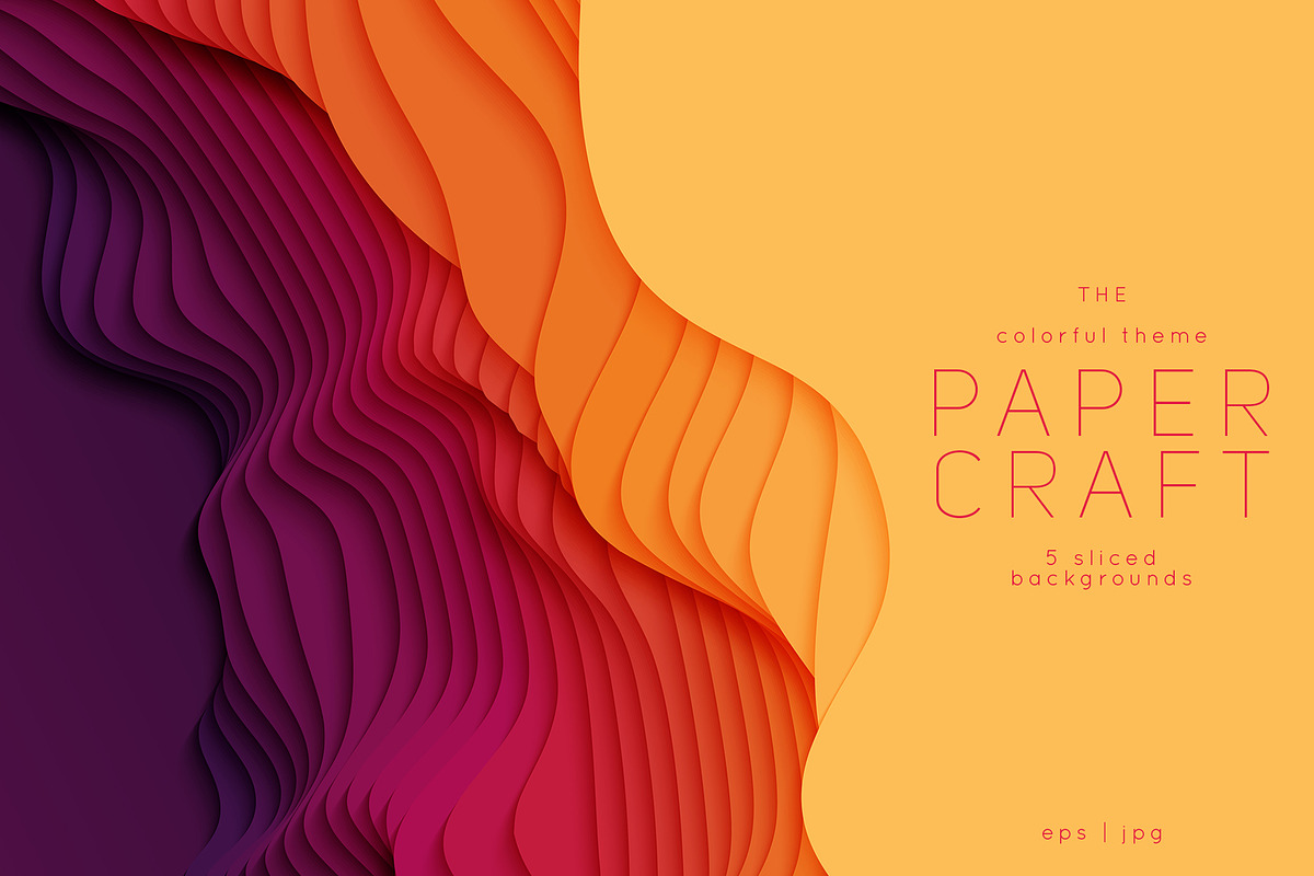 Paper Craft 5 Vibrant Backgrounds, a Texture Graphic by GarryKillian (Photo 1 of 6)
