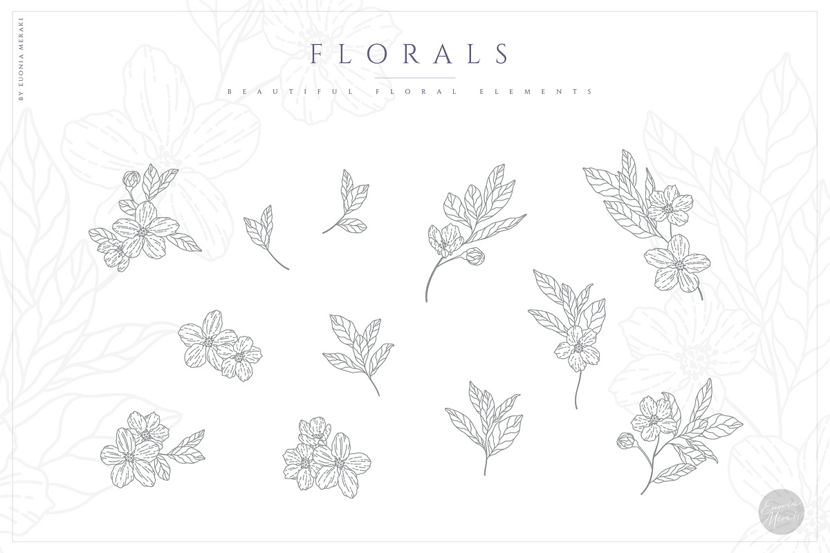 NACRE Monograms & Floral Set, an Object Graphic by Euonia Meraki (Photo 7 of 12)