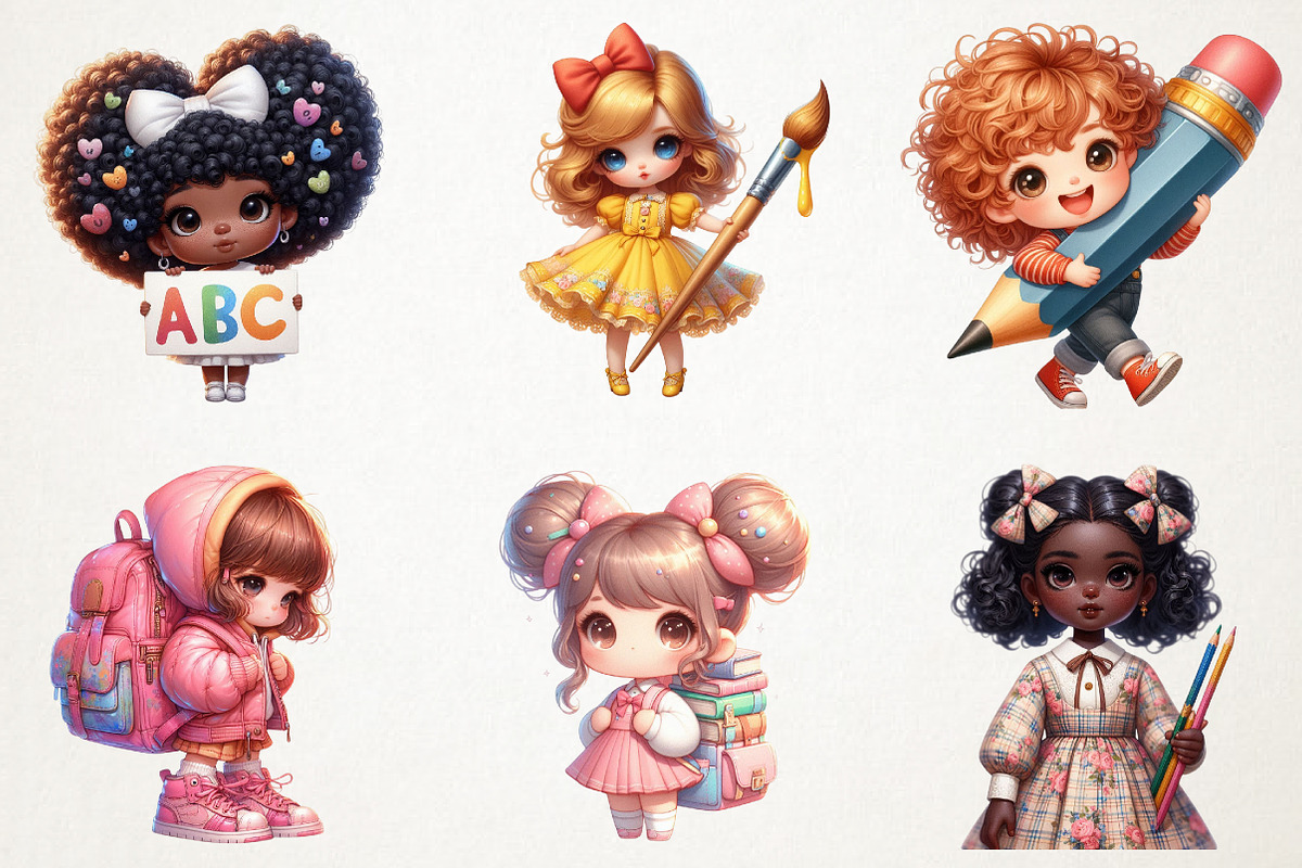 Back To School Cute Doll Sublimation, an Illustration by RobertsArt (Photo 4 of 7)