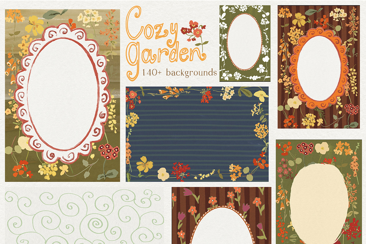 Fall Floral Backgrounds & Overlays, a Decorative Illustration by whiteheartdesign (Photo 3 of 19)