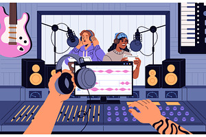 Music, sound recording studio, a Person Illustration by PaperTrident