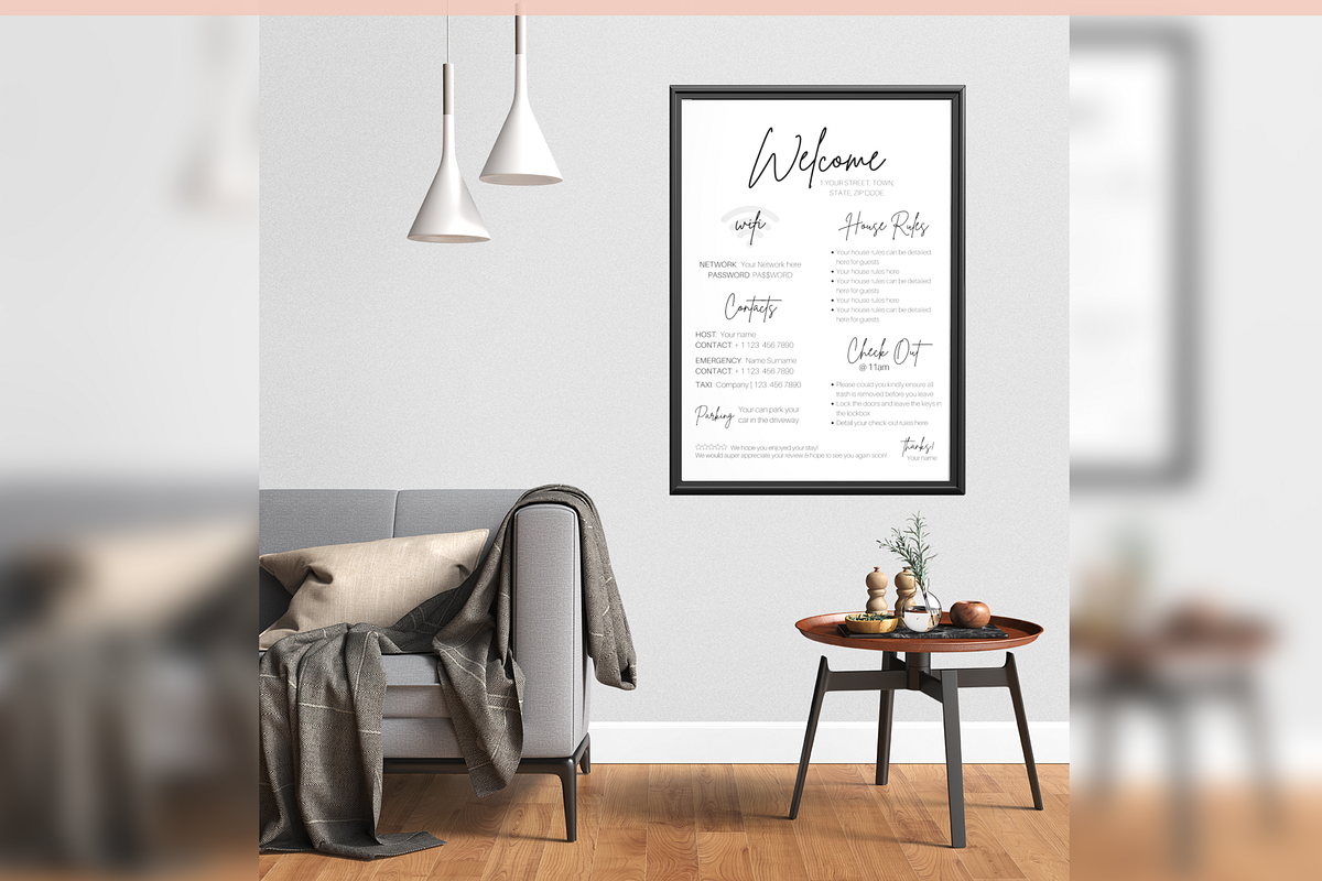 Airbnb Welcome Sign Poster Template, a Brochure Template by Templatables (Photo 4 of 11)