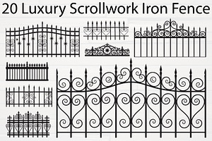 Luxury Scrollwork Iron Fence, an Object Graphic by Designer_Momina