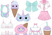Kawaii Clipart Bundle, an Object Illustration by GlamArtZhanna (Thumbnail 2 of 5)