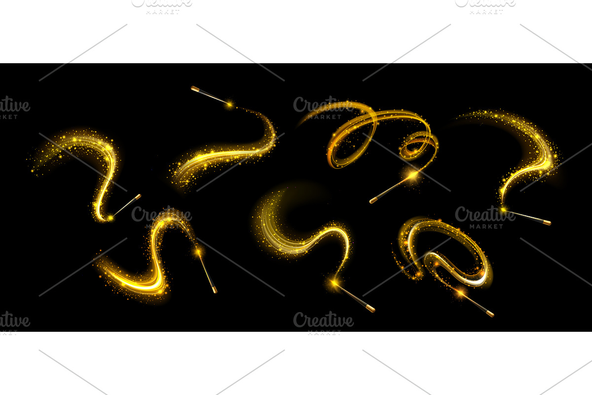 Magical wand with glowing sparkles, an Illustration by art PVP - market