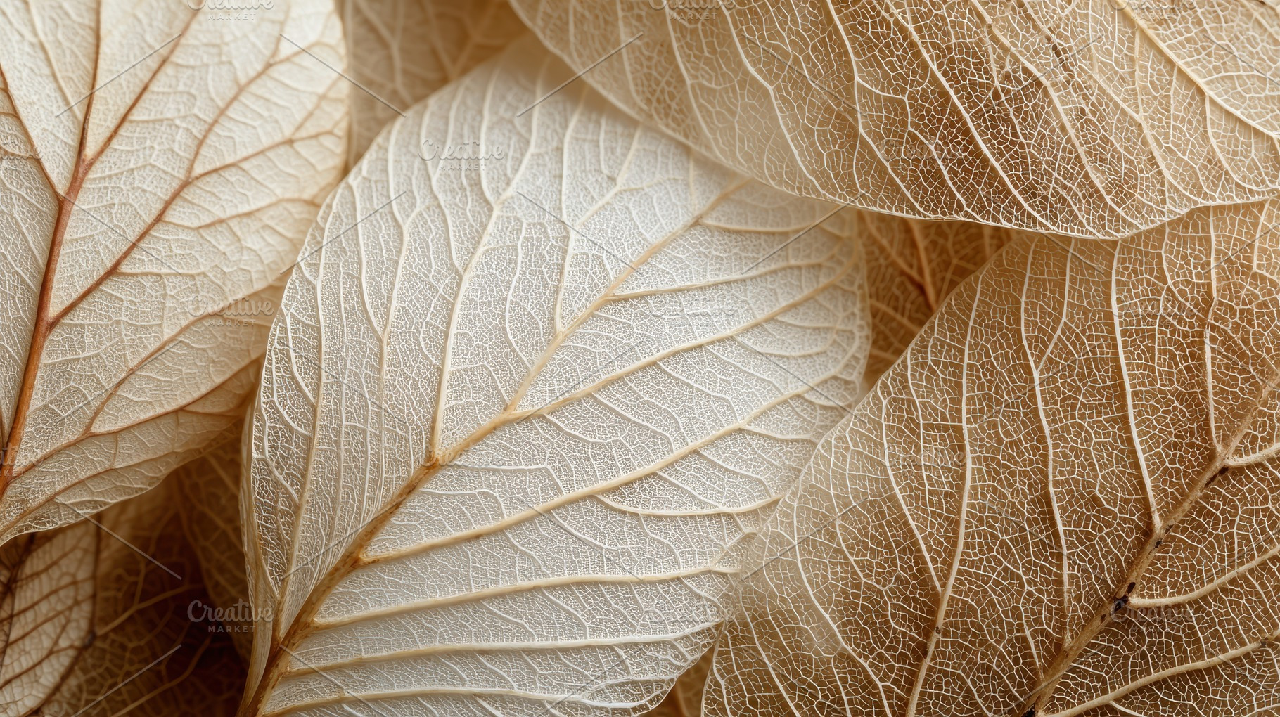 Layers of translucent beige leaves, a Photo by Pavel_design