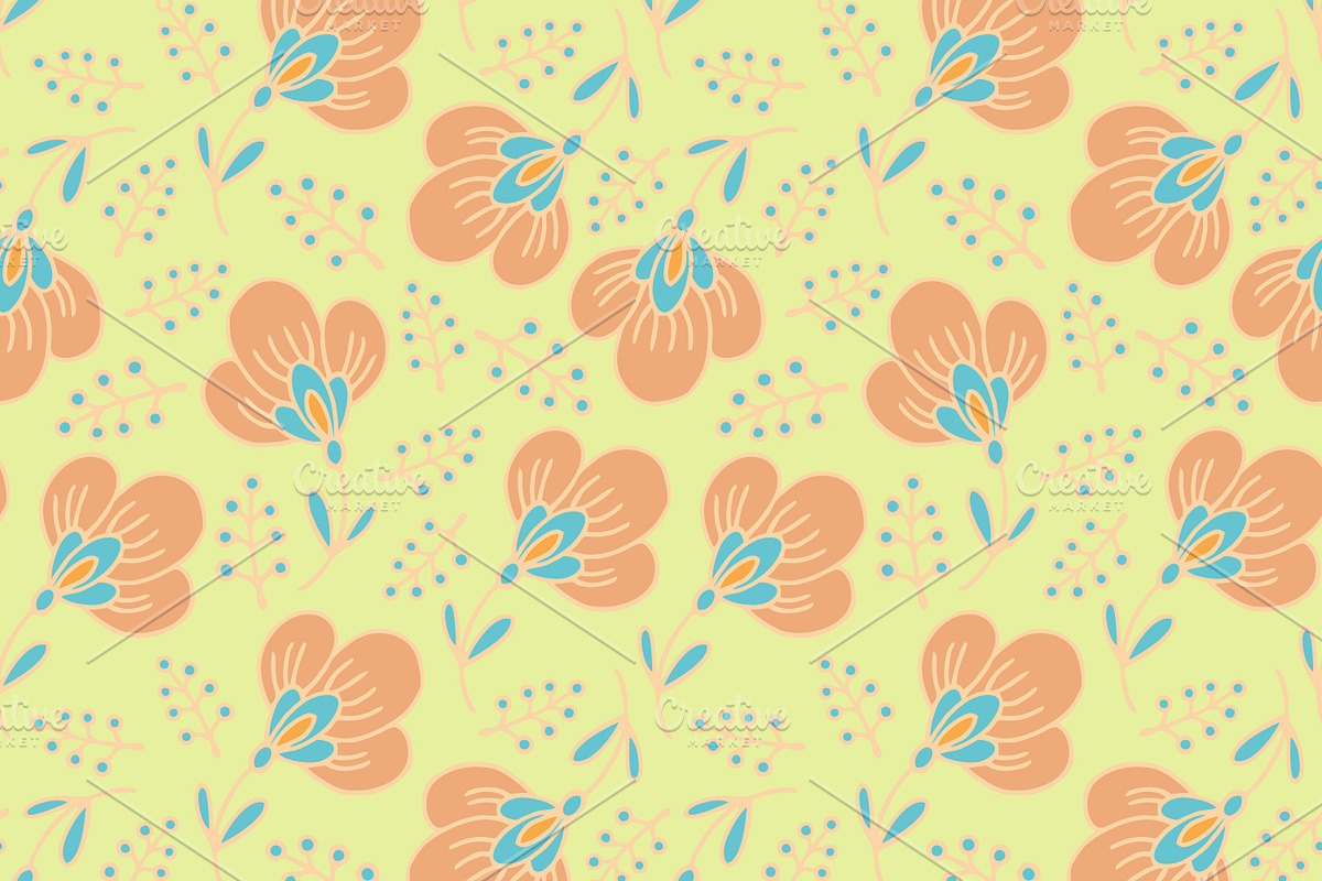 Set of seamless floral patterns preview 5