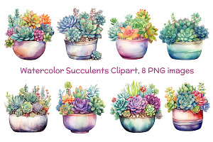 Watercolor Succulents PNGs