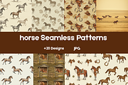 Horse Seamless Pattern Digital Paper, a Texture Illustration by BerryPieArt (Thumbnail 1 of 3)
