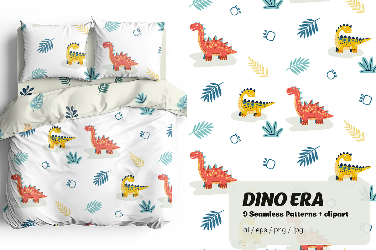 Cartoon Dino Pattern & Clipart, a Graphic by Asya Melkonyan Patterns (Photo 13 of 13)