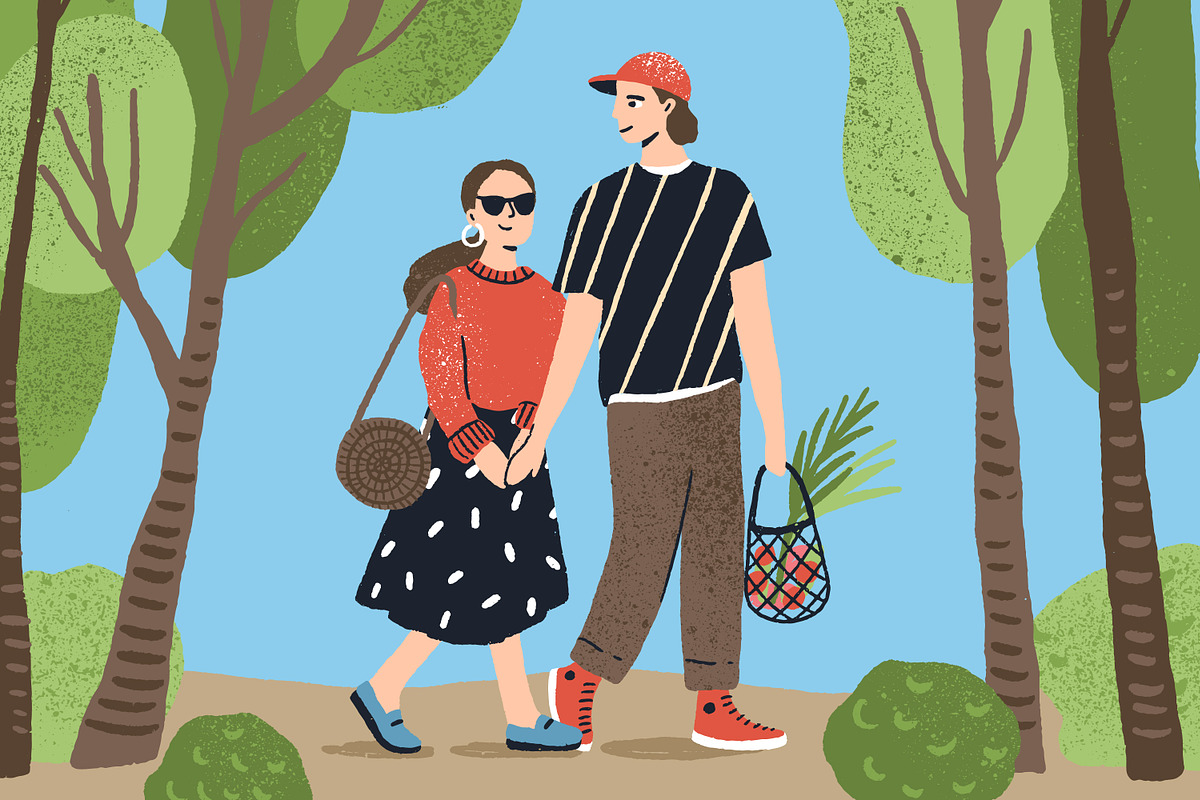 Cute couple walking in the park, a Person Illustration by Good Studio (Photo 2 of 3)