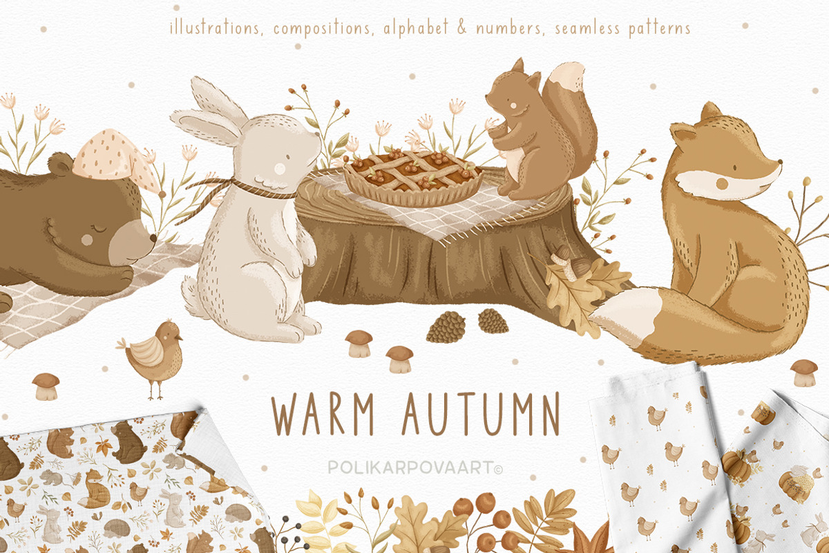 Warm Autumn baby collection, an Animal Illustration by polikarpovaart (Photo 1 of 14)