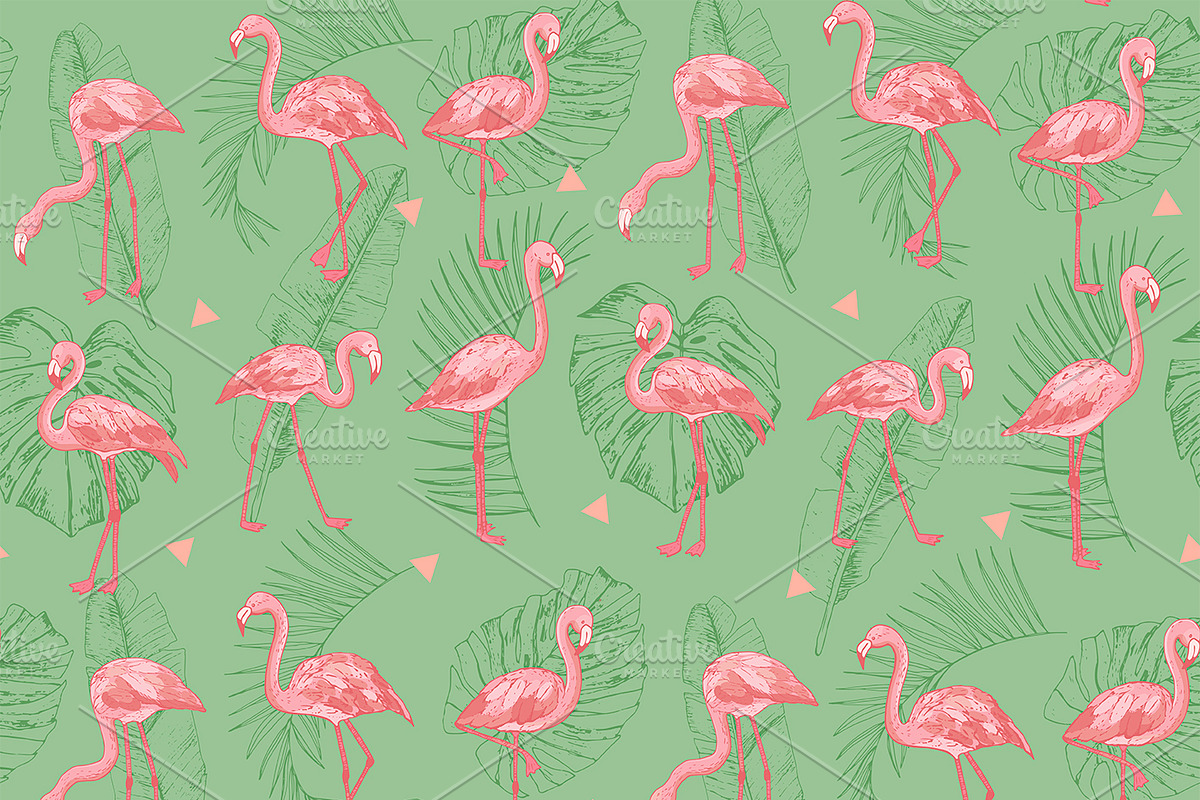 Flamingo in the Palm Leaves, a Pattern Graphic by GooseFrol (Photo 8 of 23)