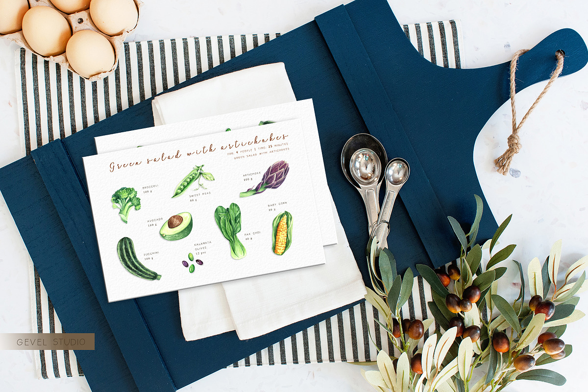 Watercolor VEGETABLES illustrations, a Decorative Illustration by GevelStudio (Photo 6 of 9)