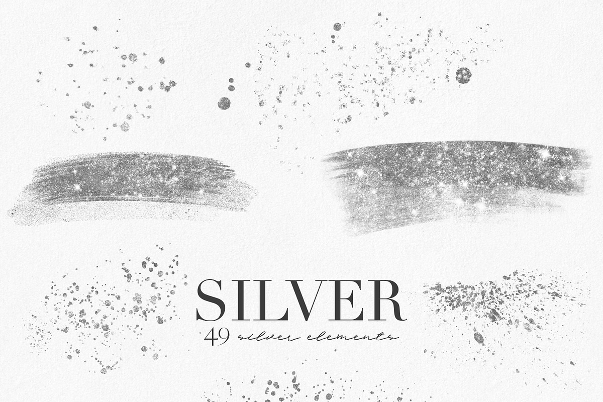 Silver leaves, splatters & strokers, an Illustration by LuiDesignStudio (Photo 4 of 6)