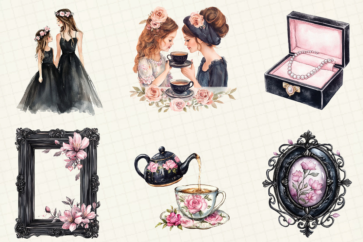 Black And Pink Mother's Day Clipart, an Illustration by OK Design (Photo 4 of 5)