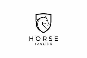 Horse Head Shield Logo Illustration, a Branding & Logo Template by yopie
