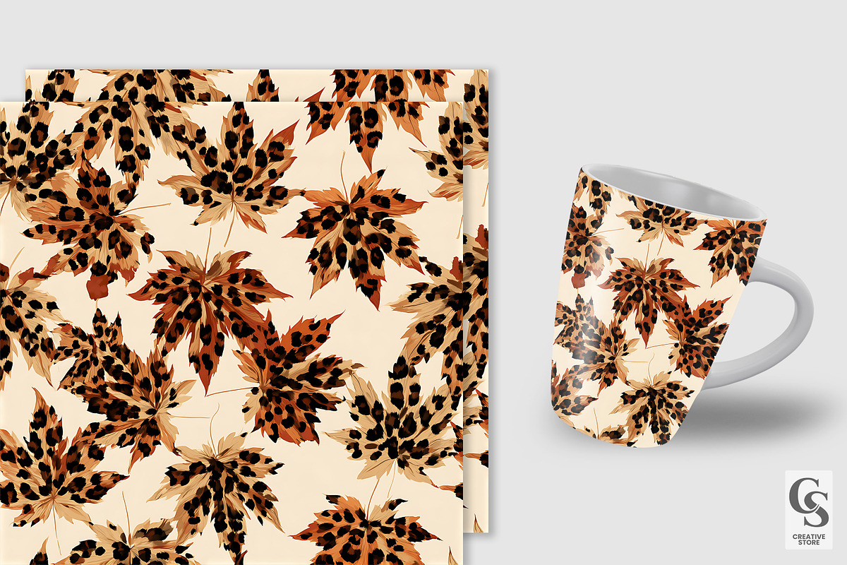 Leopard Print Maple Leaves Pattern, a Pattern Graphic by Creative Store (Photo 3 of 5)