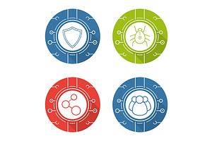 Cyber Security. 4 Icons. Vector