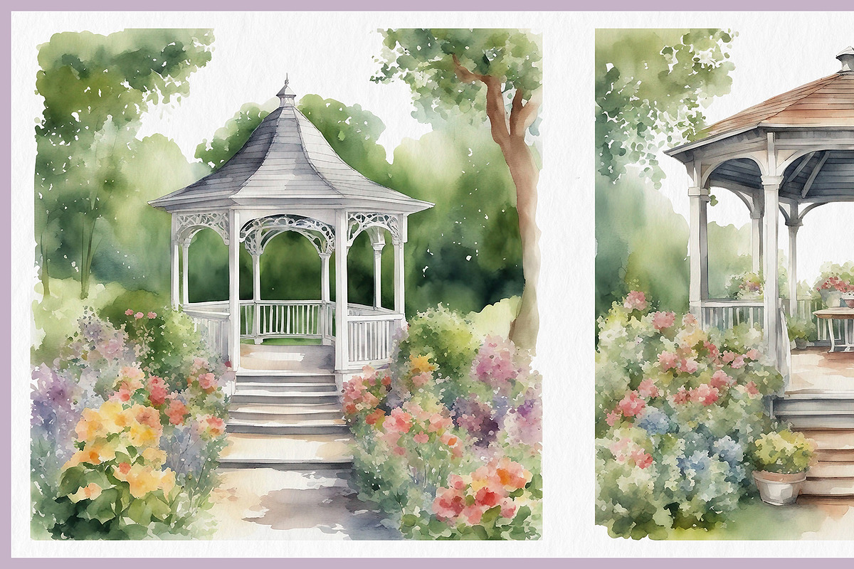Garden Gazebo PNG Clipart Bundle, a Decorative Illustration by Digital Dreamscaping (Photo 7 of 10)