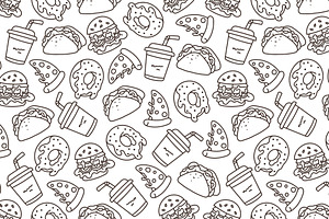 Fast street food seamless pattern