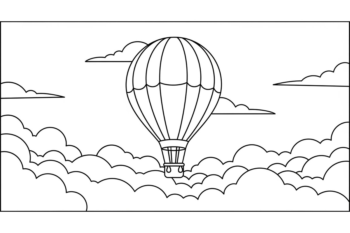 Hot Air Balloon Cloud Line Art bundl, an Illustration by Designer_Momina (Photo 28 of 51)