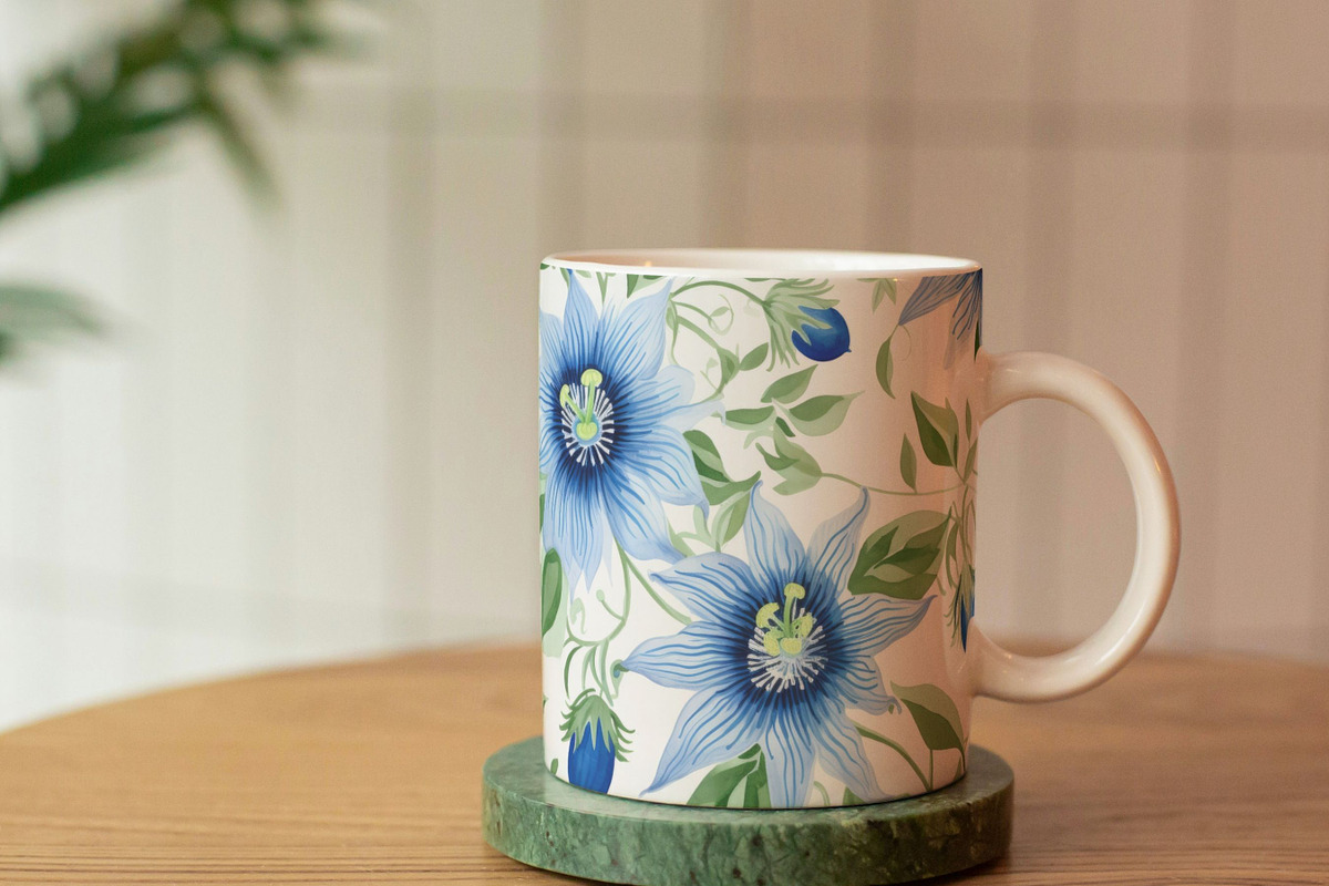 Blue Floral Seamless Pattern, Green, a Pattern Graphic by BrushstrokeArtGB (Photo 9 of 10)