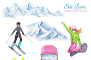 Mountain Lovers, skiing watercolor, an Illustration by s.yanyeva (Thumbnail 2 of 7)