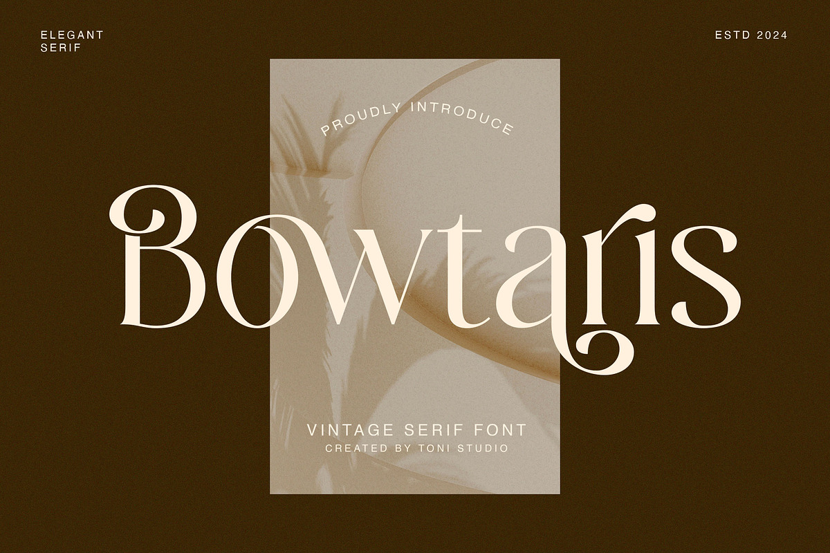 Bowtaris || ligature display serif, a Serif Font by ToniStudio (Photo 1 of 9)