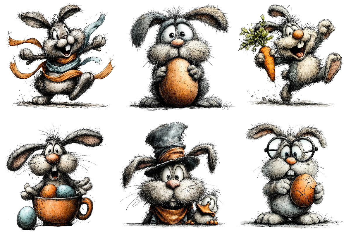Funny Easter Bunny Clipart, an Illustration by Dream Creation (Photo 5 of 7)