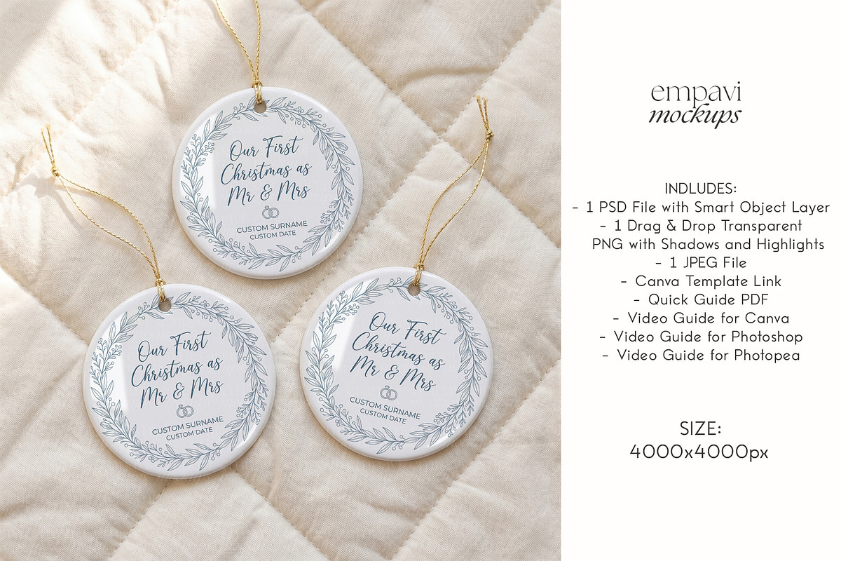 Ornament Mockup Set of 3, a Household Mockup by EmpaviMockups (Photo 4 of 5)