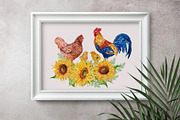 Bird Farm watercolor clipart, an Animal Illustration by MitrushovaArt (Thumbnail 5 of 5)